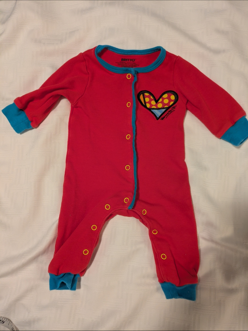Red & Teal Heart Baby One-Piece